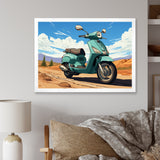 Scooter Retro In Desert Landscape - Scooter Canvas Wall Art