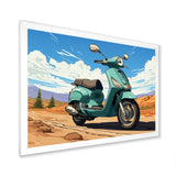 Scooter Retro In Desert Landscape - Scooter Canvas Wall Art