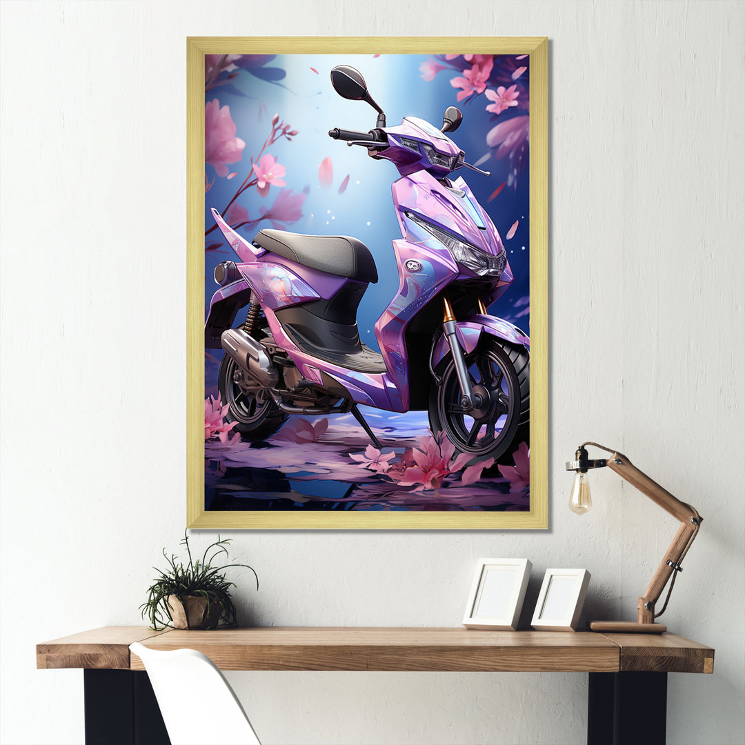 Purple Scooter Sporty Speedster - Scooter Canvas Wall Art