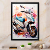 White Scooter Sporty Speedster - Scooter Canvas Wall Art