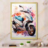 White Scooter Sporty Speedster - Scooter Canvas Wall Art