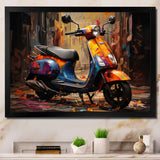 Orange Blue Scooter Street Styler - Scooter Canvas Wall Art