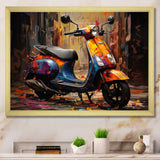 Orange Blue Scooter Street Styler - Scooter Canvas Wall Art