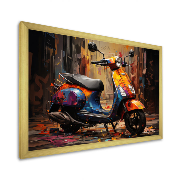 Orange Blue Scooter Street Styler - Scooter Canvas Wall Art