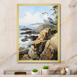 Seagull Coastal Guardian On Rock - Seagull Wall Art Prints