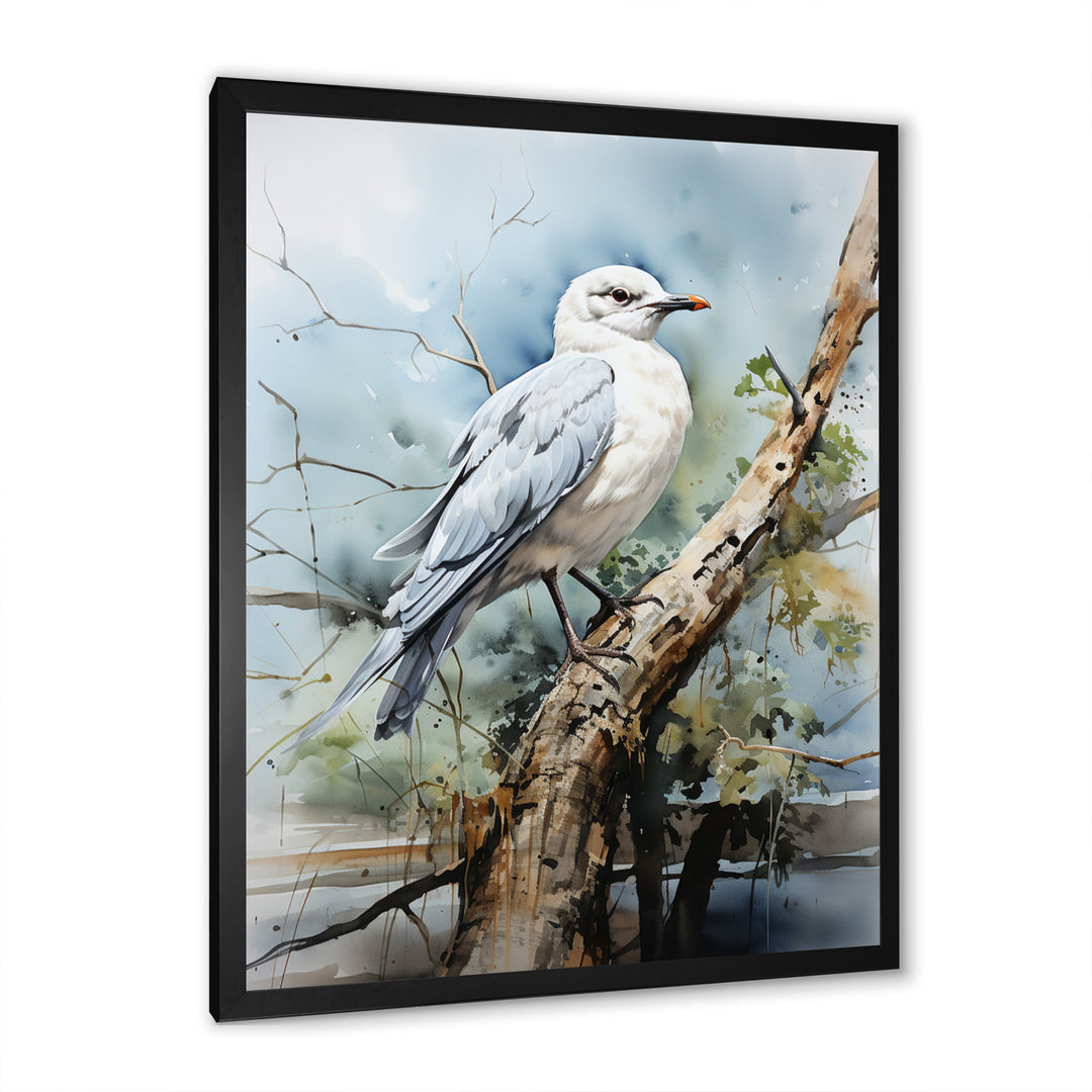 Seagull Coastal Guardian On Branch - Seagull Wall Art Prints