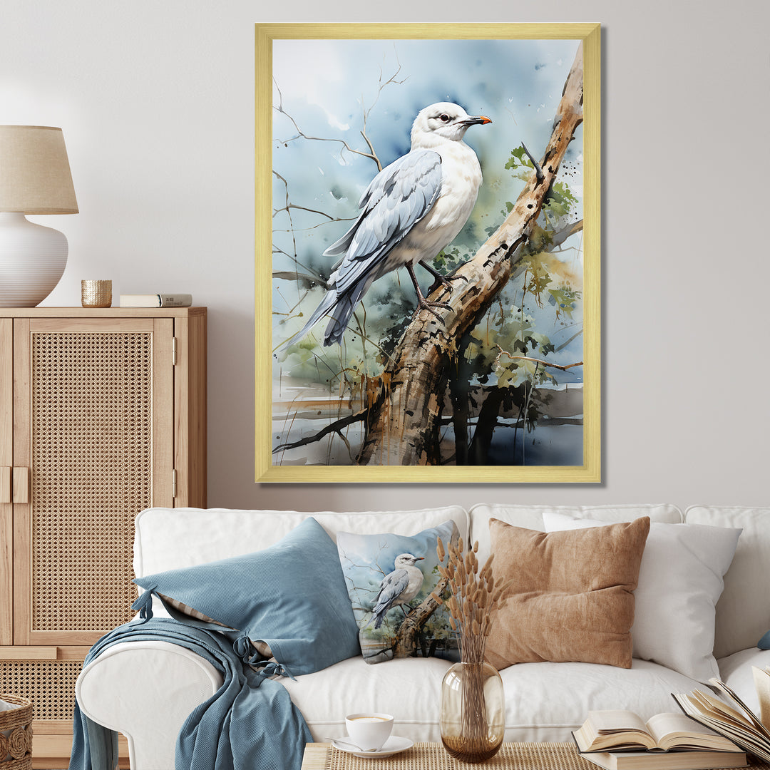 Seagull Coastal Guardian On Branch - Seagull Wall Art Prints