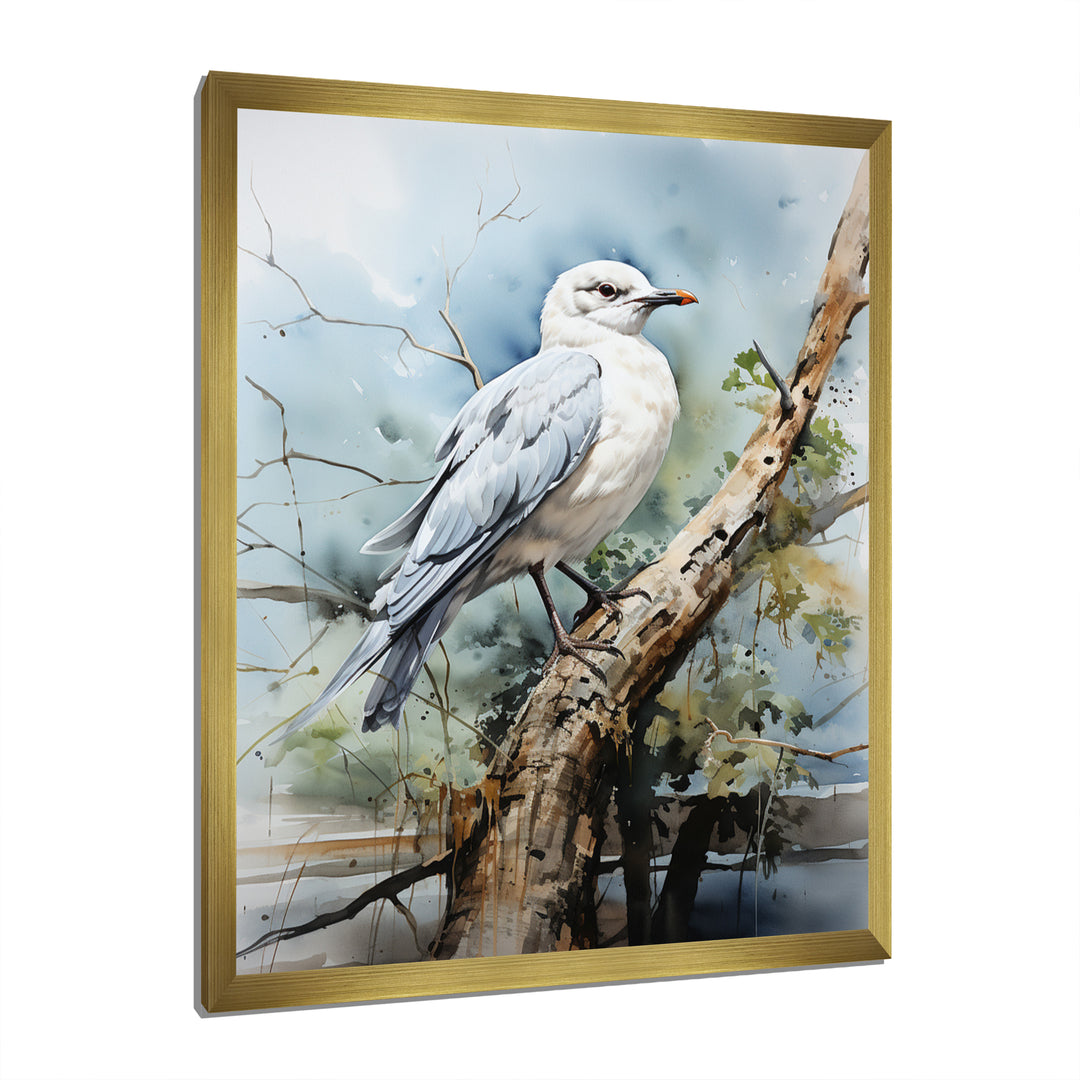 Seagull Coastal Guardian On Branch - Seagull Wall Art Prints
