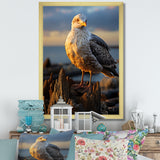 Seagull Vibrant Portrait On Rock - Seagull Living Room Wall Art
