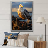 Seagull Vibrant Portrait On Rock - Seagull Living Room Wall Art