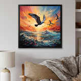Seagull Symphony Pointillism - Seagull Canvas Wall Art