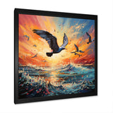 Seagull Symphony Pointillism - Seagull Canvas Wall Art