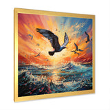 Seagull Symphony Pointillism - Seagull Canvas Wall Art