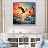 Seagull Symphony Pointillism - Seagull Canvas Wall Art