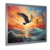 Seagull Symphony Pointillism - Seagull Canvas Wall Art