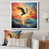 Seagull Symphony Pointillism - Seagull Canvas Wall Art