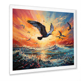 Seagull Symphony Pointillism - Seagull Canvas Wall Art