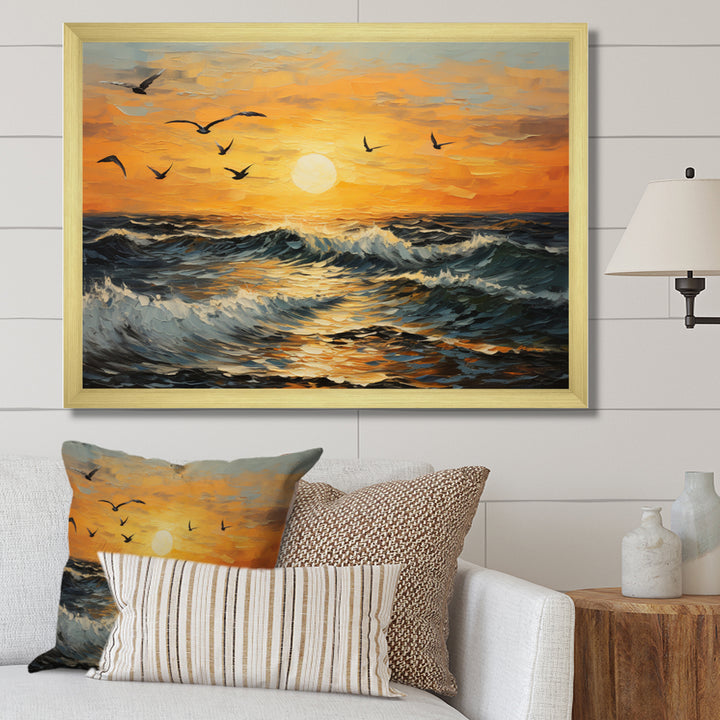 Seagulls At Beach Sunset - Seagull Wall Decor