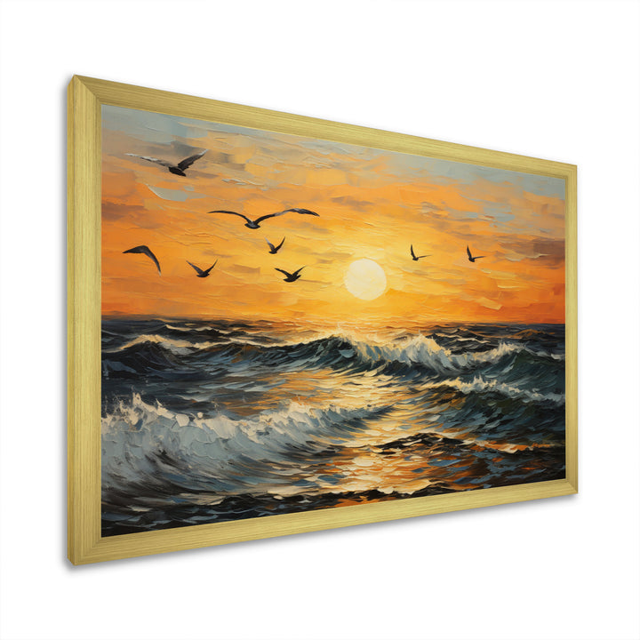 Seagulls At Beach Sunset - Seagull Wall Decor