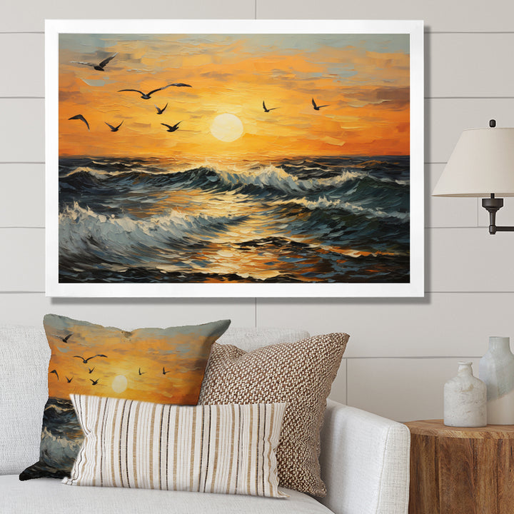 Seagulls At Beach Sunset - Seagull Wall Decor