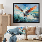 Seagulls Dance Pointillism Over Sea - Seagull Wall Decor