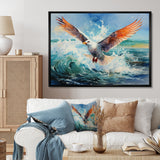 Seagulls Dance Pointillism Over Sea - Seagull Wall Decor