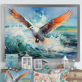 Seagulls Dance Pointillism Over Sea - Seagull Wall Decor