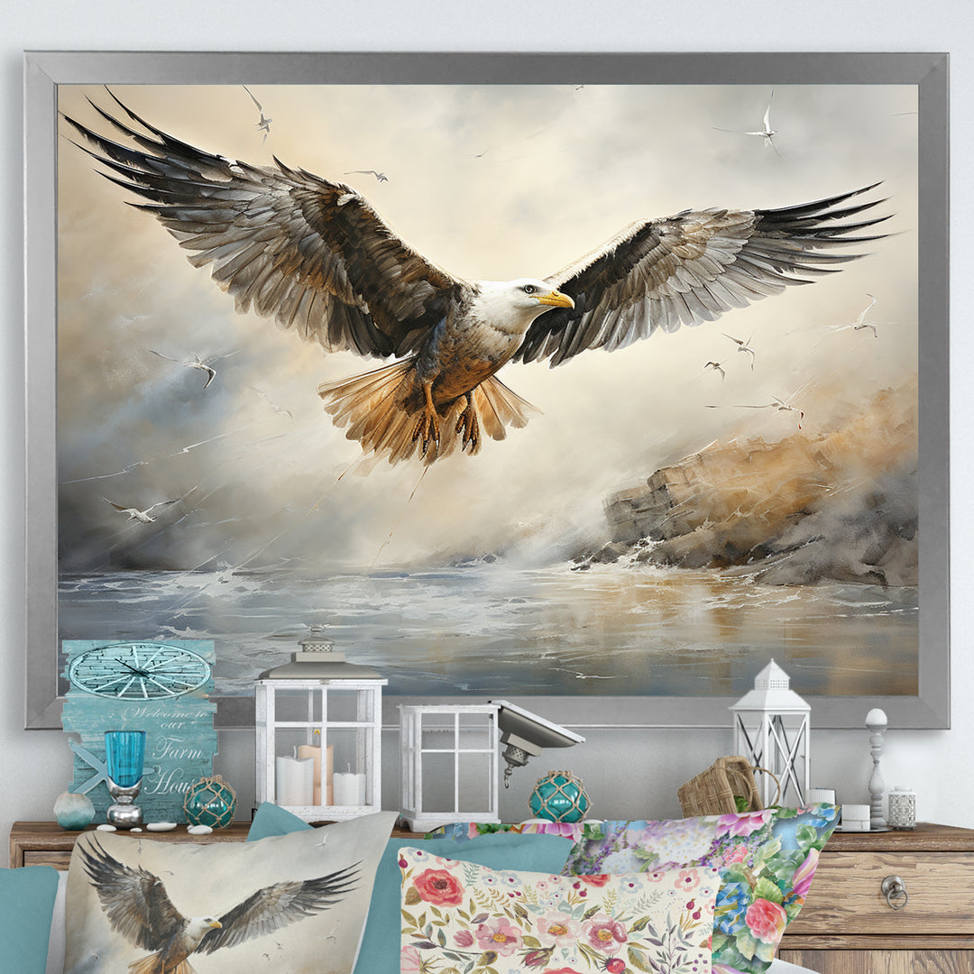 Seagull Silent Flight - Multi-Color Seagull Wall Art