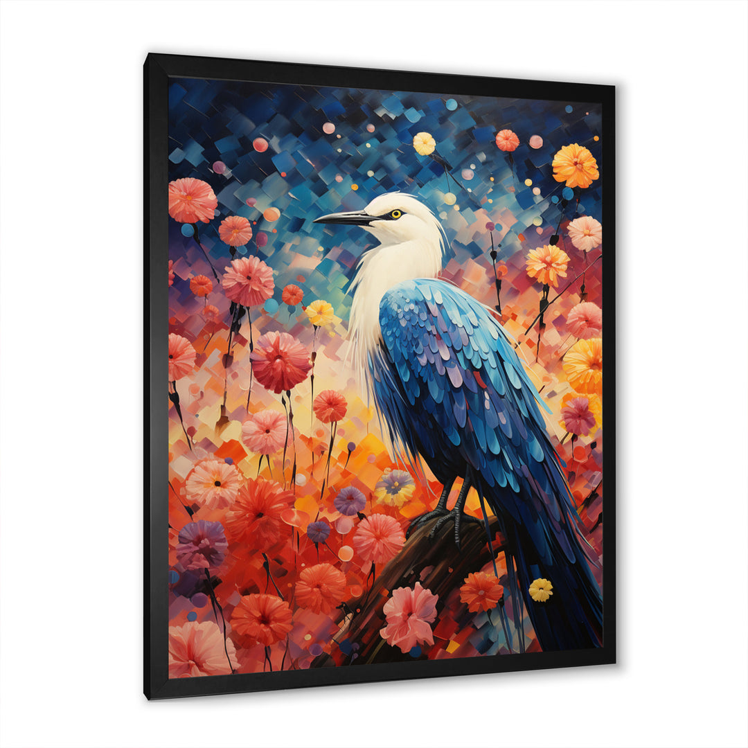 Seagull Whimsical Wings Pointillism - Seagull Framed Canvas Art