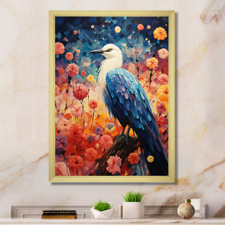 Seagull Whimsical Wings Pointillism - Seagull Framed Canvas Art