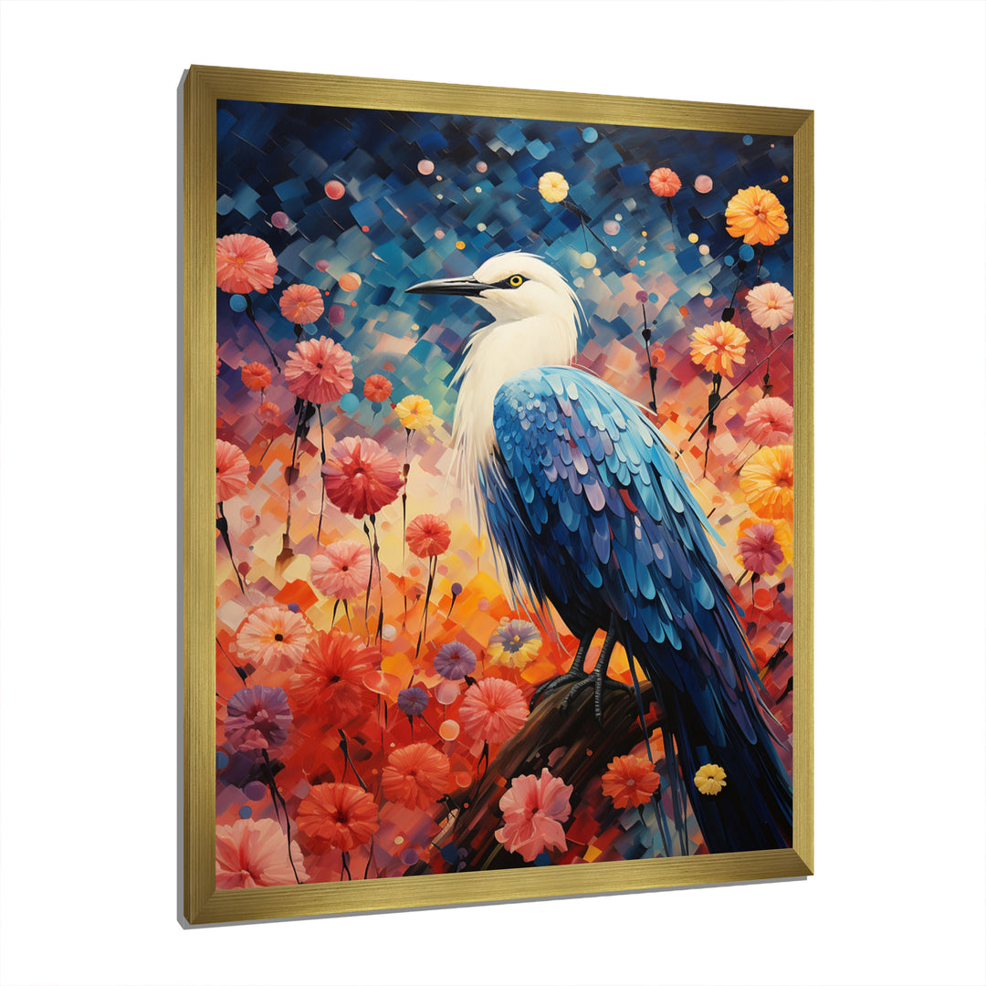 Seagull Whimsical Wings Pointillism - Seagull Framed Canvas Art
