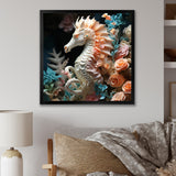 Seahorse With Flowers Sanctuary - Seahorse Home Decor Art