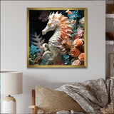 Seahorse With Flowers Sanctuary - Seahorse Home Decor Art