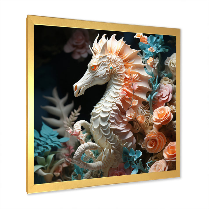 Seahorse With Flowers Sanctuary - Seahorse Home Decor Art