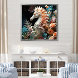 Seahorse With Flowers Sanctuary - Seahorse Home Decor Art