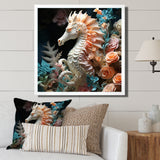 Seahorse With Flowers Sanctuary - Seahorse Home Decor Art