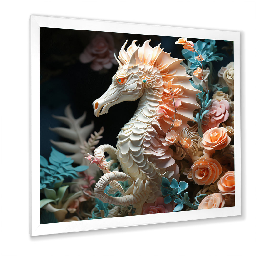 Seahorse With Flowers Sanctuary - Seahorse Home Decor Art