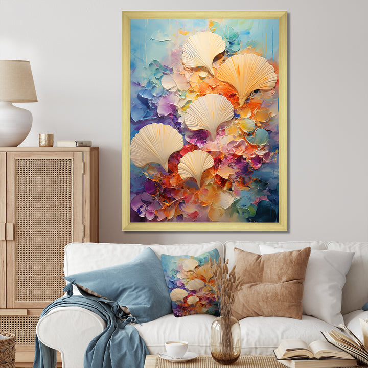 Abstract Ocean Seashell Collage - Seashell Bedroom Wall Art