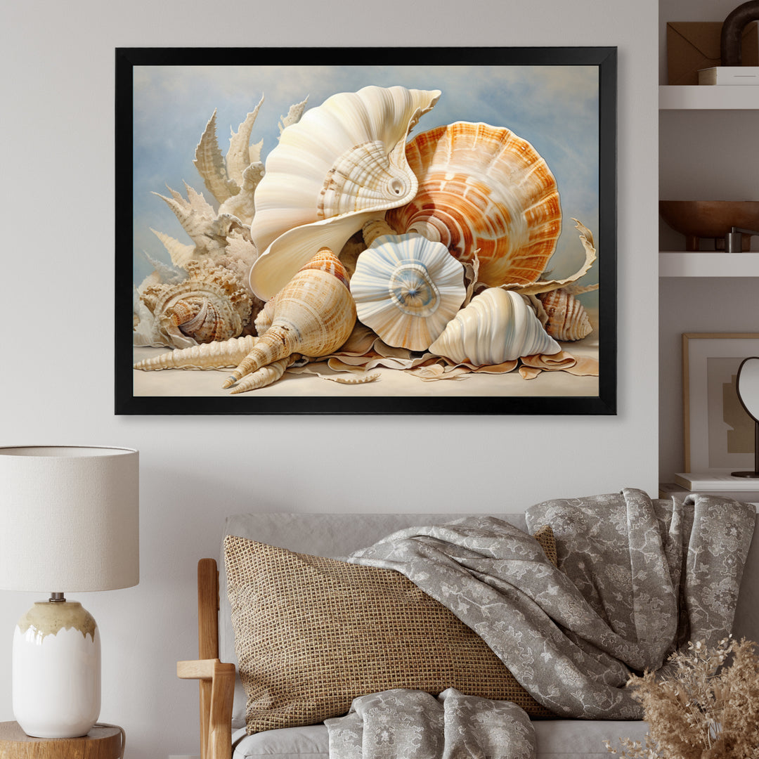 Seashells Contemporary Collage - Seashell Canvas Wall Art