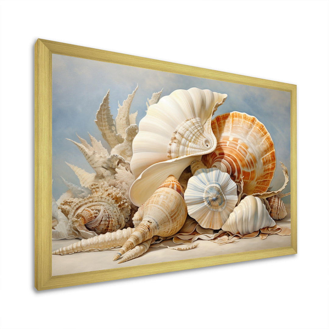 Seashells Contemporary Collage - Seashell Canvas Wall Art