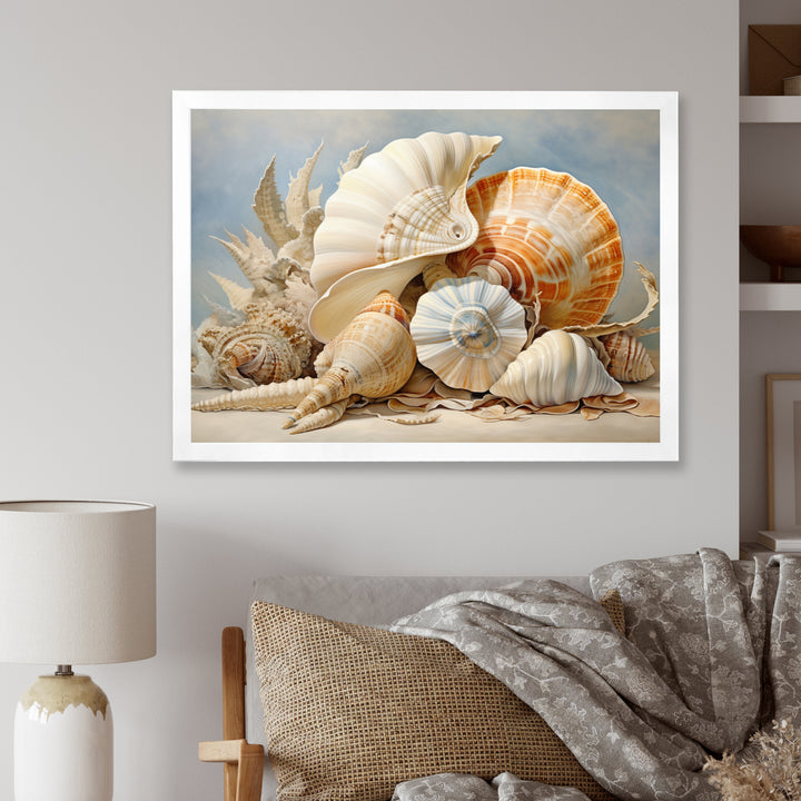 Seashells Contemporary Collage - Seashell Canvas Wall Art
