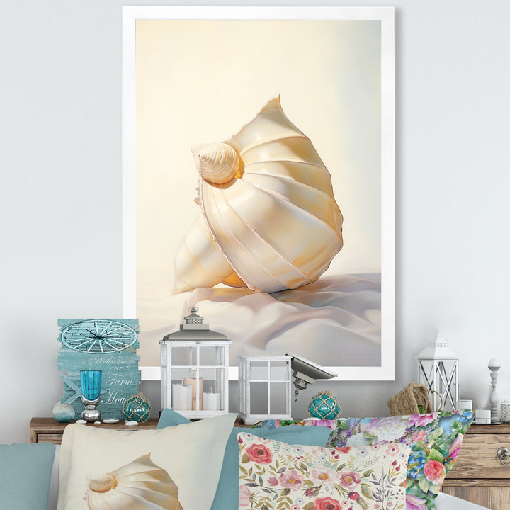 Seashell Minimalist Gems - Beige Seashell Wall Art