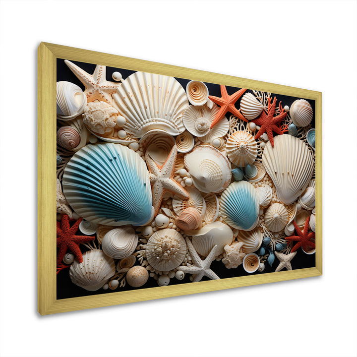 Seashell Collage - Seashell Framed Canvas Art