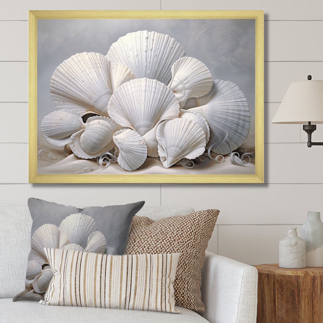 Monochromatic White Seashells - Seashell Home Decor Art