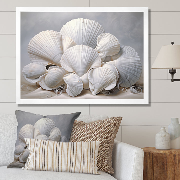 Monochromatic White Seashells - Seashell Home Decor Art