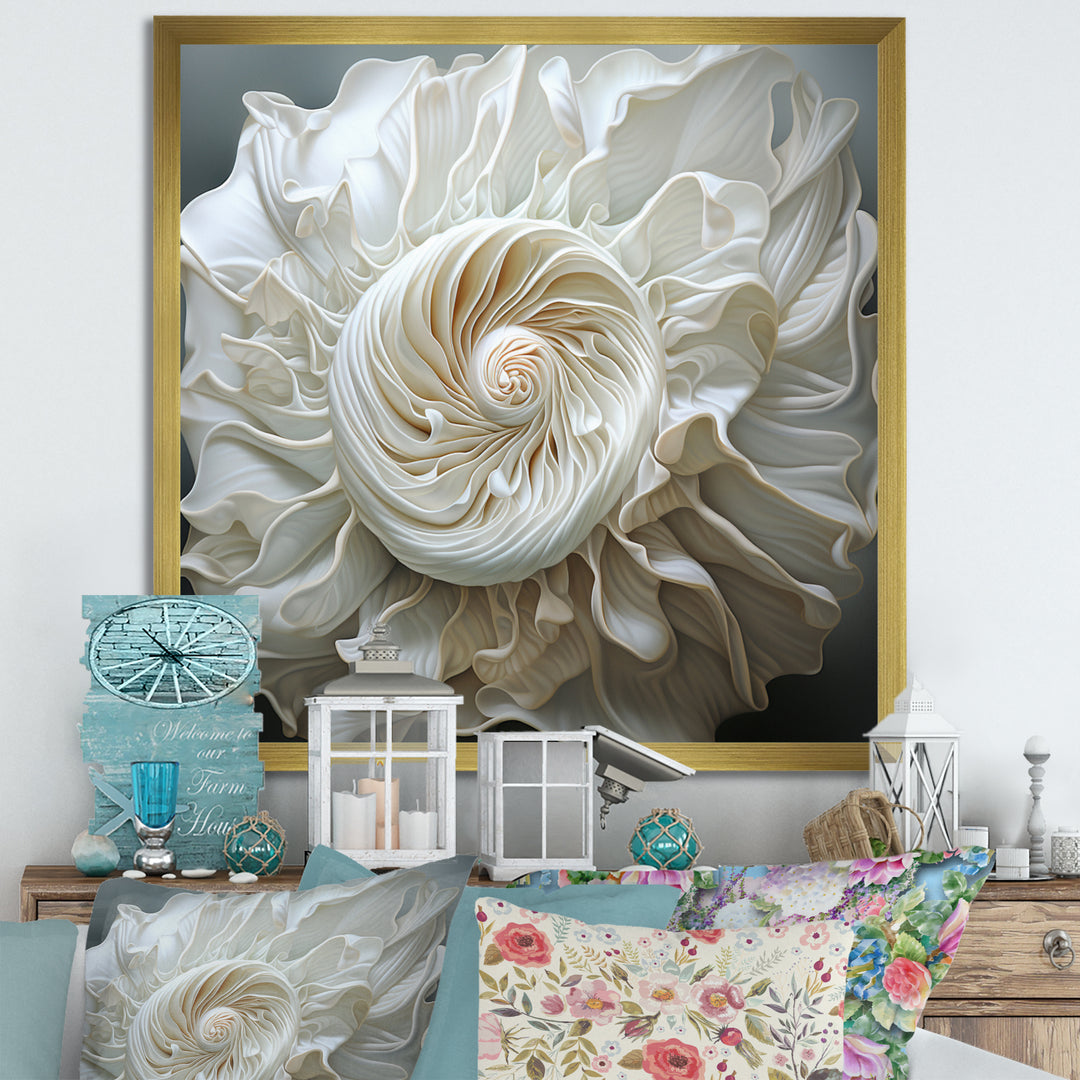 Monochromatic Seashells - Seashell Living Room Wall Art