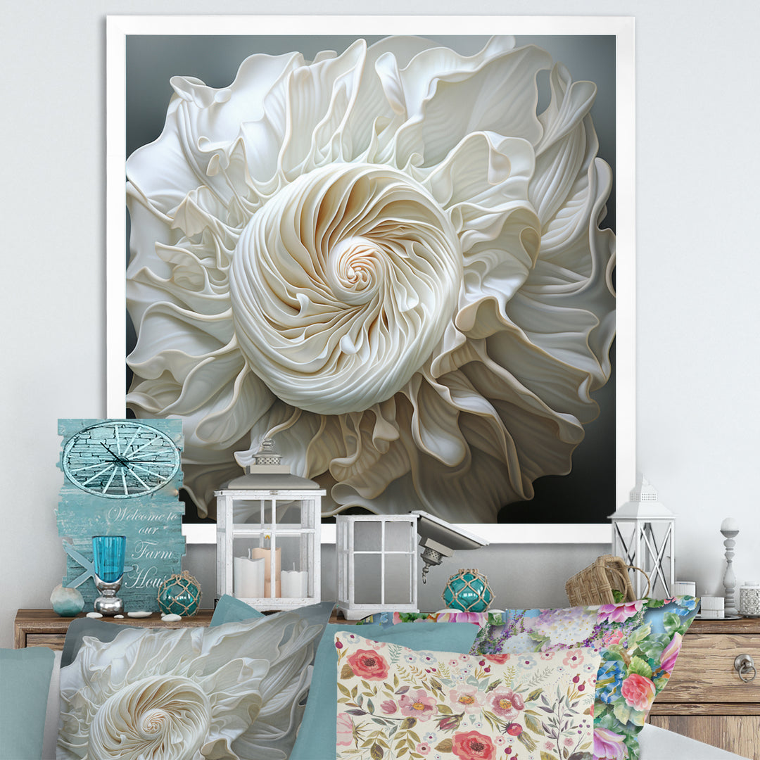 Monochromatic Seashells - Seashell Living Room Wall Art