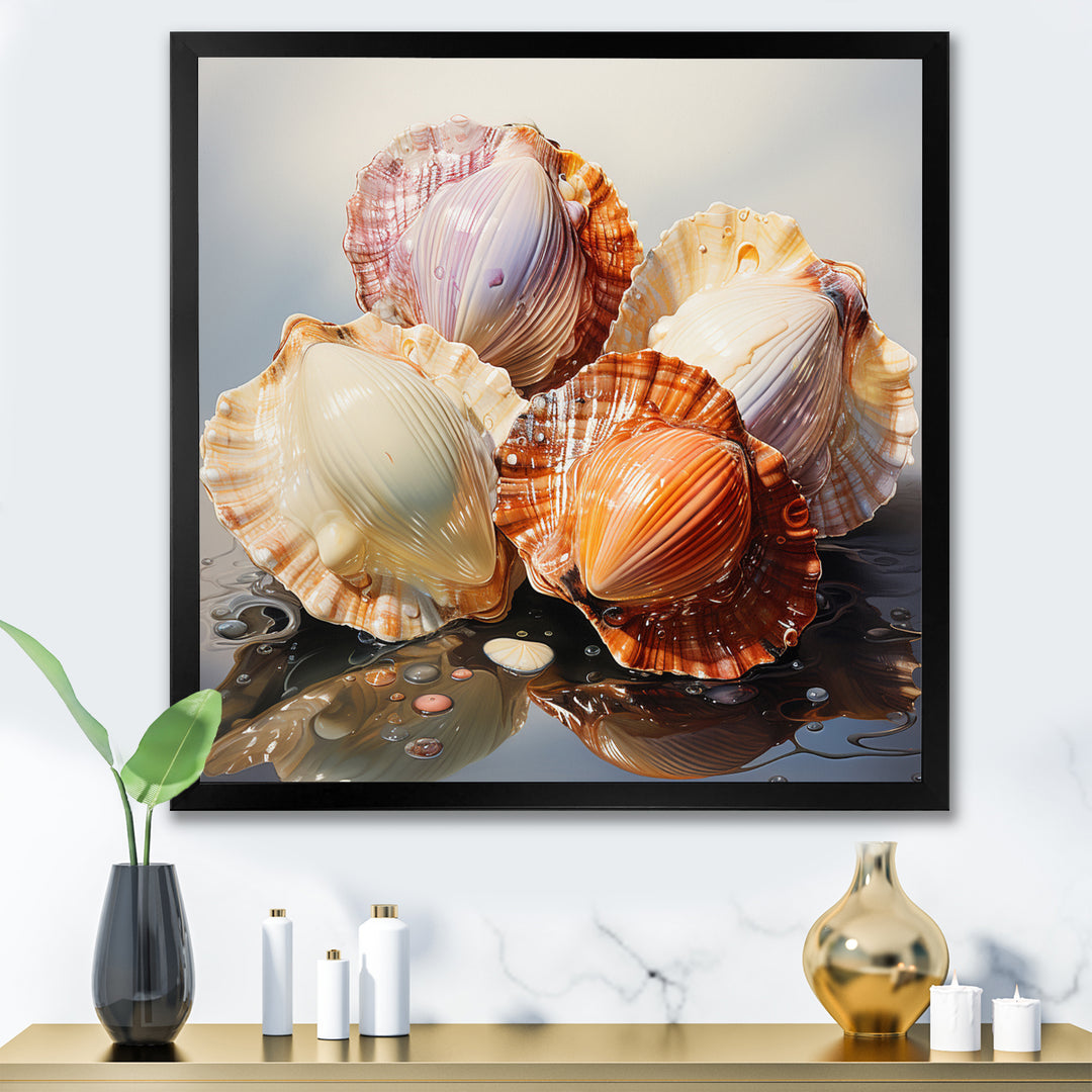 Realistic Seashells Collage - White Seashell Wall Art