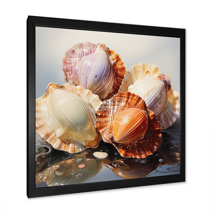 Realistic Seashells Collage - White Seashell Wall Art