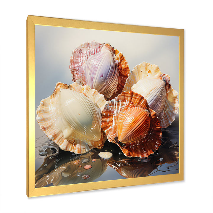 Realistic Seashells Collage - White Seashell Wall Art